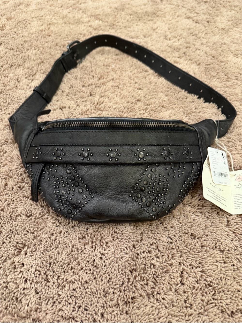 NWT new free people Ana adorned studded leather sling bag black purse - Picture 3 of 17